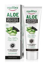 Equilibra Igiene Dentale, Aloe Dentifricio Purificante, Dentifricio Carbone Attivo in Gel Delicato dal gusto Fresco, Fornisce un'azione Sbiancante Naturale, 75 ml