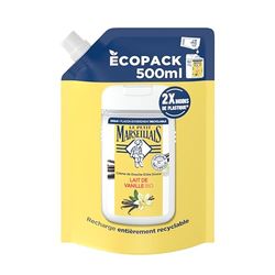 Le Petit Marseillais | Ricarica Crema Doccia Extra Dolce Latte di Vaniglia Bio (Ecopack da 500 ml) – 92% di ingredienti di origine naturale – pH neutro per la pelle e senza coloranti