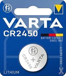 Varta Pilha de botão de lítio CR2450 de 3 V, pilhas de botão num blister original de 1 unidade, prata