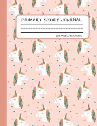 Primary Composition Notebook: Story Journal Dotted Midline and Picture Space | Grades K-2 Composition School Exercise Book |100 Story Pages (Cute Unicorn Composition Notebook For Kids)