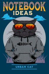 NOTEBOOK Funny Urban Cat wearing Sunglasses with Hoodie and hands in pockets: Cartoon notebook cover with Illustration of Funny Urban Cat wearing Sunglasses with Hoodie and hands in pockets