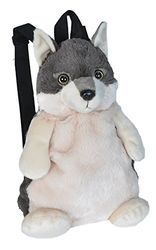 Wild Republic 20991 Rugzak Wolf, zachte geïntegreerde rugzak, knuffeldier, 36 cm, multi