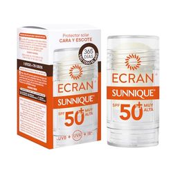 Ecran Sunnique - Crema Sólida FPS 50+, Protección Alta UVB + UVA e IR-A, Anti Polución y Luz Azul, Protege la Piel, Fórmula con VitEox 80, Resistente al Agua - 30 ml