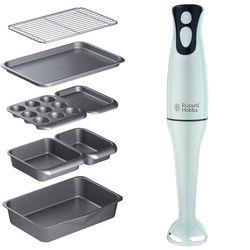 MasterClass Smart Space Stacking Non-Stick Bakeware Set, 7 Piece Baking Trays, Gift Boxed & Russell Hobbs Food Collection Electric Hand Blender, 2 Speeds and Pulse Technology