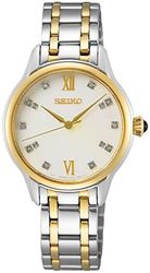 Seiko Orologio Analogueico Quarzo Donna con Cinturino in Placcato in Acciaio Inox SRZ540P1