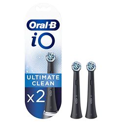 Oral-B iO Ultimate Clean Recambio para Cepillo de Dientes Eléctrico, Pack de 2 Cabezales, Negro - Originales