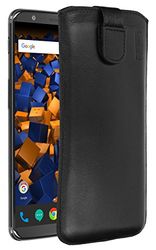 mumbi äkta läderväska kompatibel med OnePlus 5T skal läder väska case plånbok, svart