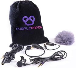 Purple Panda Lavalier - Kit microfono da bavero a condensatore omnidirezionale con clip, compatibile con iPhone, iPad, GoPro, DSLR, registratore Zoom/Tascam, Samsung, Android, PS4