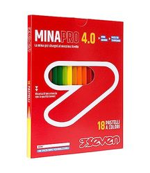 Seven Lot de crayons de couleur – Boîte de 18 pièces – Paquet de crayons scolaires, bureau – MINA 4.0 – Espace d'étiquette Nom