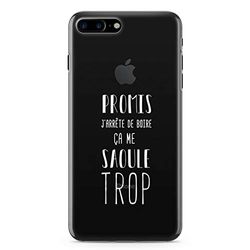 Zokko iPhone 7 Plus Plus fodral "Promise I stop Drink" - iPhone 7 Plus Plus storlek - mjukt genomskinligt bläck vitt