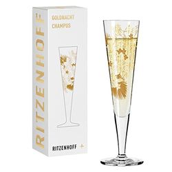 Ritzenhoff Goldnacht No. 32 1071032 Champagne Glass 200 ml Orchid Motif with Real Gold Made in Germany