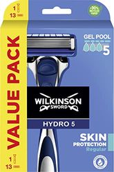 WILKINSON SWORD - Hydro 5 Skin Protection Uomo | Gel Idratante & rasoio di precisione|1 manico + 13 Lame di ricarica