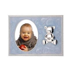 DRW Portafotos Infantil Azul de Metal con Osito 13x10cms