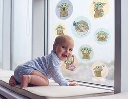 Disney Grogu Padawan Bubbles - Pegatinas para ventana, tamaño 30 x 30 cm, 2 hojas, habitación infantil, habitación de bebé, ventana, imagen para ventana