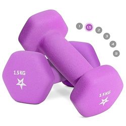 Yes4All Neopren dumbbell par 1,5 kg handvikt styrka träning för hem gym fitness – 1,5 kg lila