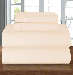 Elegant Comfort – lyxigt 1 500 premium, hotellkvalitet, mikrofiber, 4-delat lakanset – Veckresistent, helt elastiskt dra-på-lakan, djupa fickor upp till 40 cm, King-storlek, gräddvit.