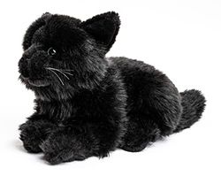 Uni-Toys - Chat Noir, couché - 20 cm (Longueur) - Chaton en Peluche - Peluche, Doudou
