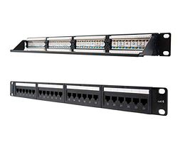 Patch Panel - Patch Panel de 24 Puertos RJ45 Cat.6 UTP, 19" 1U, Dual IDC, Ideal para instalaciones de Red, fácil de Instalar y organizar Cables.*