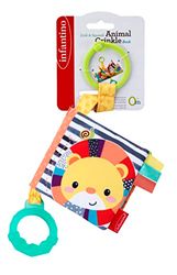 Infantino Multicolorido Fabric Crinkle Book - Scrunching Page Sounds, Round Teether, Squeaker, animal Themed - Idade 6 meses