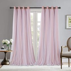 Bonzer Lot de 2 Rideaux occultants à œillets Double Couche avec Voile Transparent Blanc pour Le Salon, Coloris Roux, 132 x 249 cm