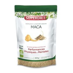 SUPERDIET - MACA BIO -Performances physique et mentales, Santé du couple - Fabrication française -Sachet papier avec zip refermable-Poudre 200 g