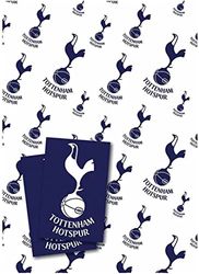 Tottenham Hotspur FC - Papel de regalo (10 hojas, 10 etiquetas, tamaño de la hoja: 70 x 50 cm), producto oficial