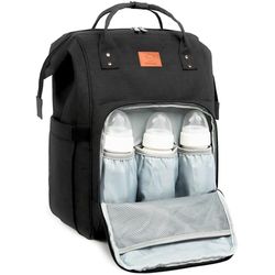 KeaBabies Diaper Bag Backpack, Waterproof Multi Function Baby Travel Bags (Trendy Black)