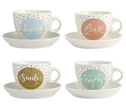 Verpakking van 4 kopjes Te' New Bone China Enjoy cc230 met bord