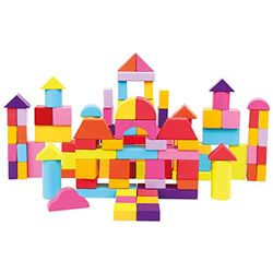 Tambor de blocos Mertens com 100 peças, brinquedo para crianças a partir dos 1 ano (blocos de construção coloridos e com muitas formas, inclui 100 peças, tamanho: XL), multicolorido