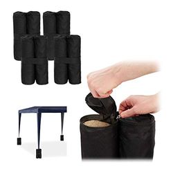 Relaxdays paviljong vikter set om 4, tyngdkraft för paviljonger och tält, påfyllningsbar med sand, stenar, 10 kg per fot, svart