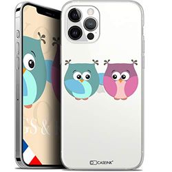 Caseink Beschermhoes voor Apple iPhone 12/12 Pro (6,1 cm) [Gel, HD-opdruk, Frankrijk-collectie, Love Valentijnsdag, Design Uil met twee, zacht – ultradun