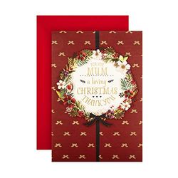 Hallmark Kerstkaart voor mama - traditioneel 3D feestelijke krans ontwerp