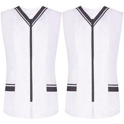 MISEMIYA - Verpakking met 2 stuks - sanitair hemd voor dames, zonder mouwen, uniform, reiniging uniform, medische dierenkliniek, 2-818, Zwart 22, XXL