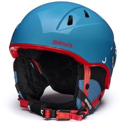 Briko, HELMET Unisex kinderen, Shiny Allports Blue-Monza Red-Snowman, SM