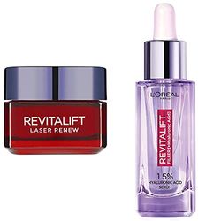 L’Oreal Paris Revitalift Laser Renew Pro-Xylane Anti-Ageing Day Cream, Face Moisturiser, 50 ml & Hyaluronic Acid Serum Revitalift Filler, 1.5% Pure Concentrated Hyaluronic Acid Dropper Serum