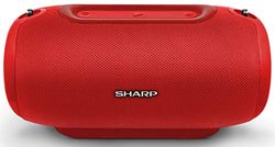 Sharp GX-BT480 (RD) Stereo-Bluetooth-högtalare (100 dB + SPL-utgång, 20 timmars speltid, 3 EQ, Micro-SD, dammstänksäker, mikrofon för telefon, Google & Siri) röd