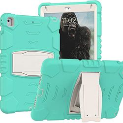 Carcasa para iPad de 6ª generación, iPad Air 2, iPad Pro 9.7, Funda de protección Resistente, Tres Capas a Prueba de Golpes de silicio Blando+PC Duradera con Suppor para iPad 9.7" 2018/2017