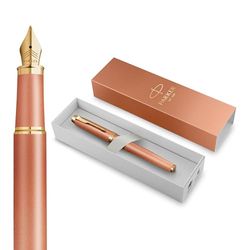 Pluma estilográfica Parker IM Writing Rituals | acabado en Naranja degradado | y adornos dorados | plumín fino | tinta azul | estuche de regalo