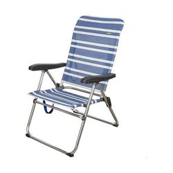 AKTIVE 62603 Klapstoel voor het strand, 5 posities, aluminium, strand, 68 x 61 x 92 cm, aluminium buis + textiel, blauw, 61 x 63 x 93 cm x 1