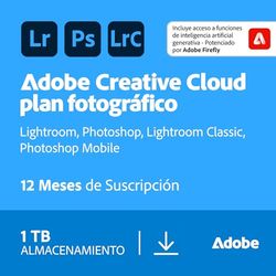 Creative Cloud Photography plan | with 1TB | 1 Año | PC/Mac | Código de activación enviado por email