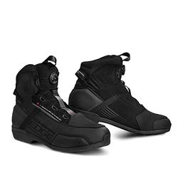SHIMA EDGE WP, Waterproof Motorbike Shoes for Men - Breathable, Reinforced Street Riding Shoes with ATOP Closure System, Ankle Support, Anti-Slip Sole, Gear Pad (Black, 10.5)