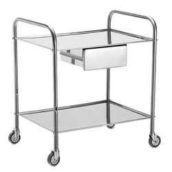 TITANOX Carro Lancart mediano, de acero inoxidable, con dos estantes y un cajón, 72x50xh 80, 45809