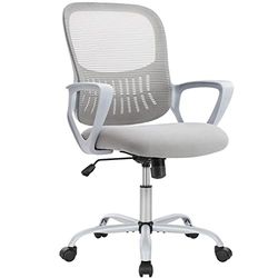 DUMOS Chaise de Bureau Ergonomique, Fauteuil Bureau avec Support Lombaire, Office Chair avec Accoudoirs Réglables, Siege Bureau avec Hauteur Réglable, Chaise de Bureau pour Bureaux et Chambres (Gris)