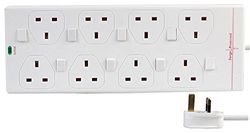 Pro Elec 2818NS(1N) 1 m 1 m 8 Way Individually Switched Surge Protected Extension Lead, White