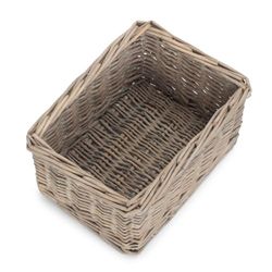 Red Hamper Small Wicker Grey Wash Storage Tray, S