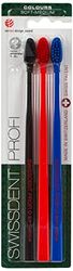 Swissdent Profi Colours - Spazzolino da denti Trio (Confezione da 3) morbido, colore: Nero/Rosso/Blu