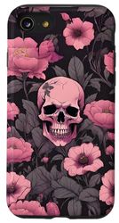 Carcasa para iPhone SE (2020) / 7 / 8 Funda para teléfono con diseño de calavera y flores góticas