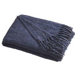 Appletree - Navy Chenille Throw/Blanket (130 x 180cm) - Navy Blue Sofa Throw - Textured Throw in Navy - Blue Navy Woven Blanket - Navy Knit Blanket - Throw With Tassels - Home Decor