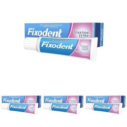 Fixodent Crème Fixative Original, Adhésive Pour Prothèses Dentaires, Fixation Extra Forte, Bouclier Antibactérien, Menthe Douce, 47g (Lot de 4)