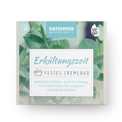 Sensena Vaste crèmebad "verkoudheidstijd", badadditief verkoudheidsbad met sheaboter en waardevolle oliën, ideaal bij verkoudheid en zero waste, veganistisch, natuurlijke cosmetica voor een verzorgde